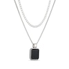 Thumbnail Image 2 of Octagon-Shaped Onyx Layered Necklace in Sterling Silver - 22”