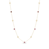 Thumbnail Image 1 of Rhodolite Garnet and Bead Station Necklace in 10K Gold