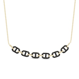 Black Onyx Mariner Link Necklace in 10K Gold - 17"
