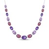 Thumbnail Image 1 of Oval Amethyst and Pink Quartz Necklace in Sterling Silver - 17"