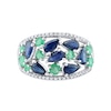 Thumbnail Image 3 of Pear-Cut Blue Sapphire, Emerald and 0.11 CT. T.W Diamond Fashion Ring in 10K White Gold