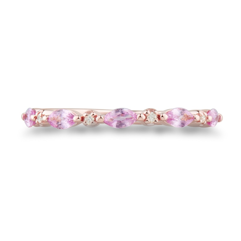 Marquise-Cut Pink Sapphire and Diamond Accent Stackable Ring 10K Rose Gold