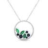 Thumbnail Image 1 of Marquise-Cut Emerald, Sapphire and 0.145 CT. T.W. Diamond Scatter Circle Pendant in 10K White Gold