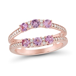 Pink Sapphire and 0.18 CT. T.W. Diamond Enhancer Ring in 10K Rose Gold