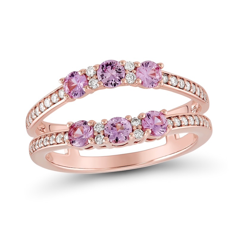 Pink Sapphire and 0.18 CT. T.W. Diamond Enhancer Ring 10K Rose Gold