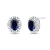 Thumbnail Image 1 of Oval Blue Sapphire and 0.065 CT. T.W. Diamond Stud Earrings in 10K White Gold