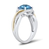 Thumbnail Image 2 of Cushion-Cut Swiss Blue Topaz and White Lab-Created Sapphire Ring in Sterling Silver and 10K Gold