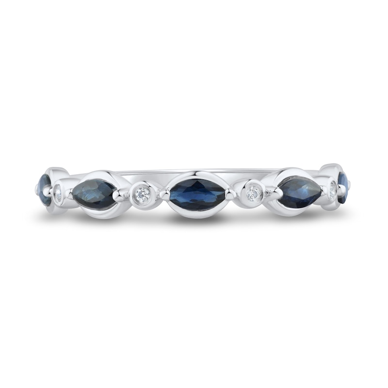 Main Image 2 of Marquise-Cut Blue Sapphire and Diamond Accent Stackable Ring in 10K White Gold