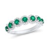 Thumbnail Image 1 of Emerald and 0.29 CT. T.W. Diamond Swirl Frame Band in 10K White Gold
