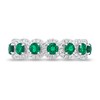 Thumbnail Image 2 of Emerald and 0.29 CT. T.W. Diamond Swirl Frame Band in 10K White Gold