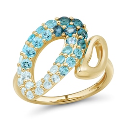 Blue Topaz Ombré Ring in Sterling Silver with 14K Yellow Gold Plate