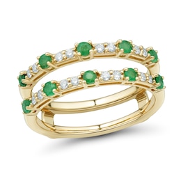 Emerald and 0.18 CT. T.W. Diamond Enhancer Ring in 10K Gold