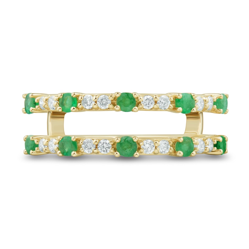 Main Image 2 of Emerald and 0.18 CT. T.W. Diamond Enhancer Ring in 10K Gold