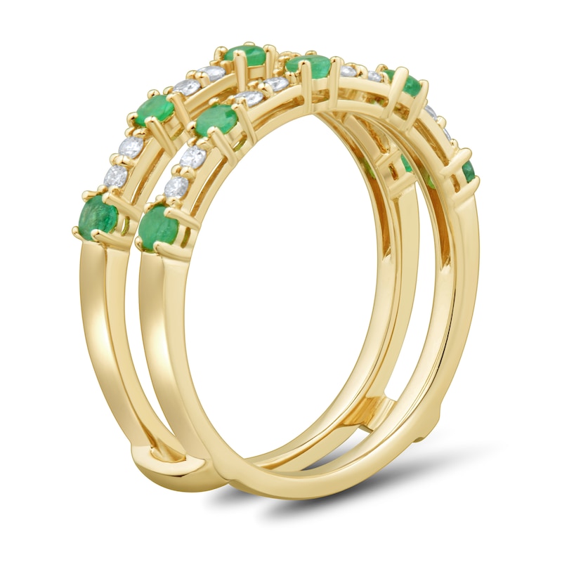 Main Image 3 of Emerald and 0.18 CT. T.W. Diamond Enhancer Ring in 10K Gold