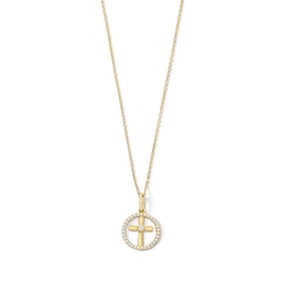 0.085 CT. T.W. Diamond Cross Circle Frame Pendant in 10K Gold