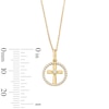 Thumbnail Image 3 of 0.085 CT. T.W. Diamond Cross Circle Frame Pendant in 10K Gold