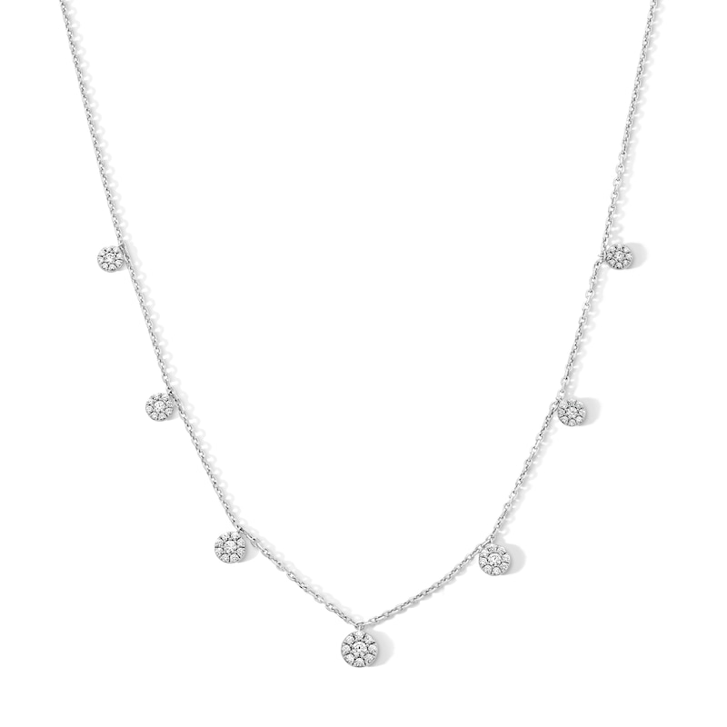 Main Image 1 of Shooting Star 0.70 CT. T.W. Certified Lab-Grown Diamond Circle Station Necklace in Sterling Silver (F/VS2)