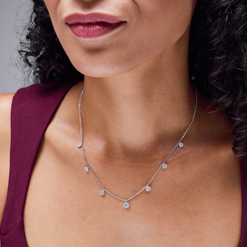 Shooting Star 0.70 CT. T.W. Certified Lab-Grown Diamond Circle Station Necklace in Sterling Silver (F/VS2)