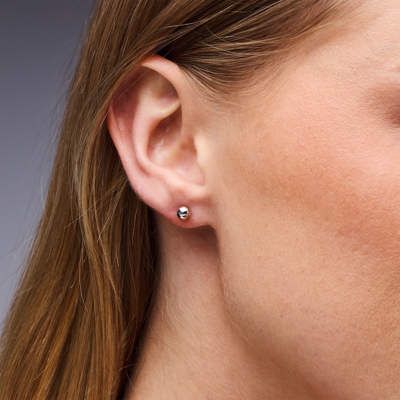 5.0mm Ball Stud Earrings in Hollow 14K White Gold