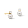 Thumbnail Image 1 of 6.0mm Freshwater Pearl and Cubic Zirconia Stud Earrings in 14K Gold
