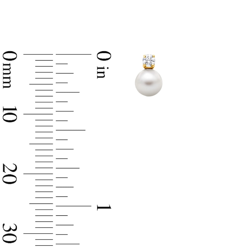 Main Image 2 of 6.0mm Freshwater Pearl and Cubic Zirconia Stud Earrings in 14K Gold