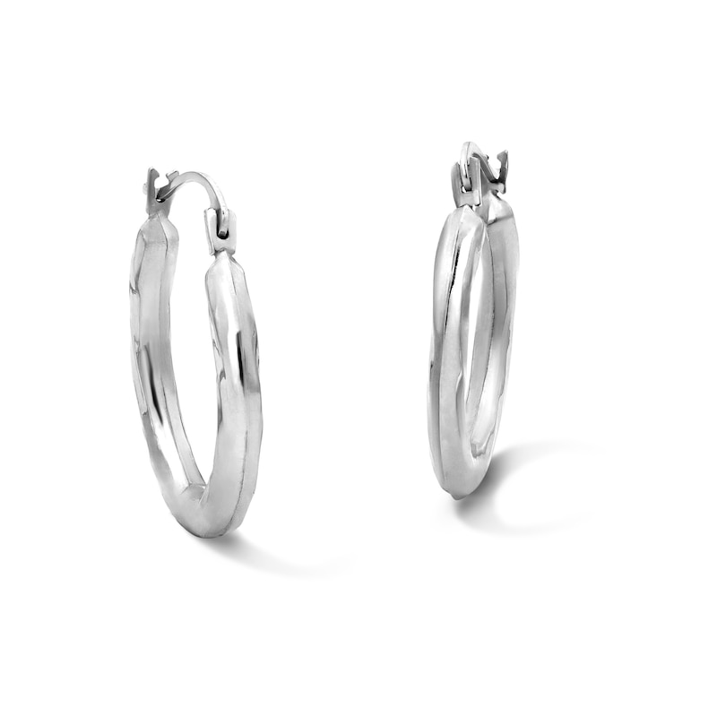 18.0mm Hoop Earrings in Hollow 10K White Gold