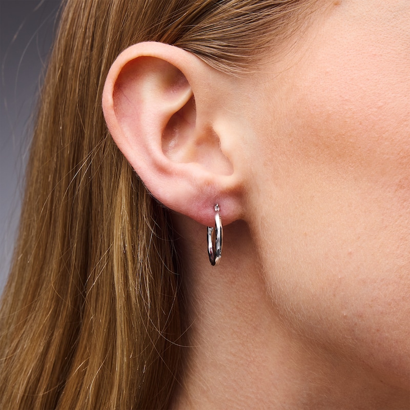 18.0mm Hoop Earrings in Hollow 10K White Gold