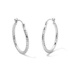 20.0mm Twist Hoop Earrings in Hollow 10K White Gold