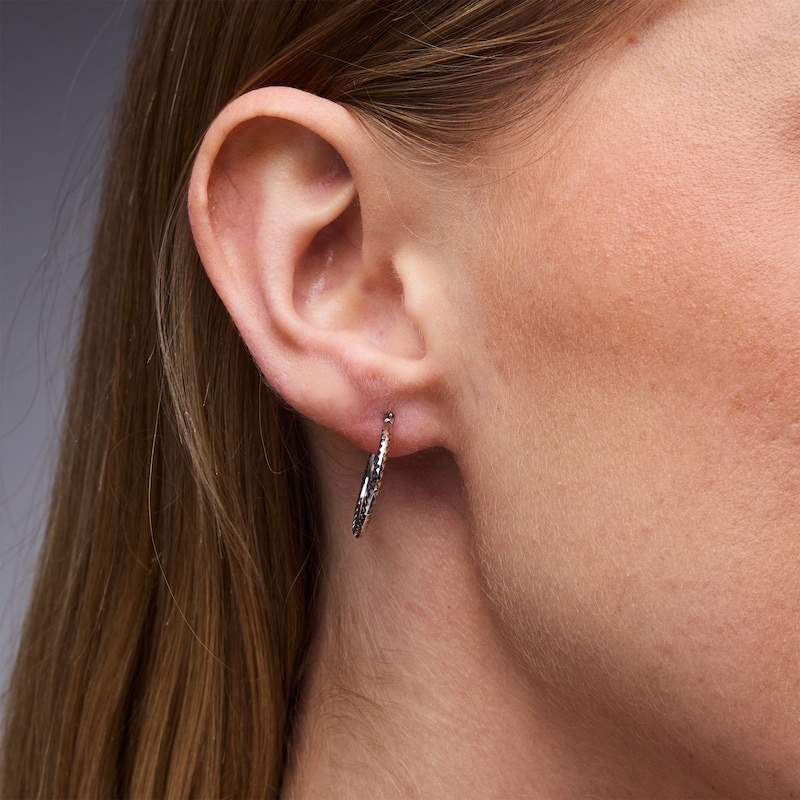 20.0mm Twist Hoop Earrings in Hollow 10K White Gold