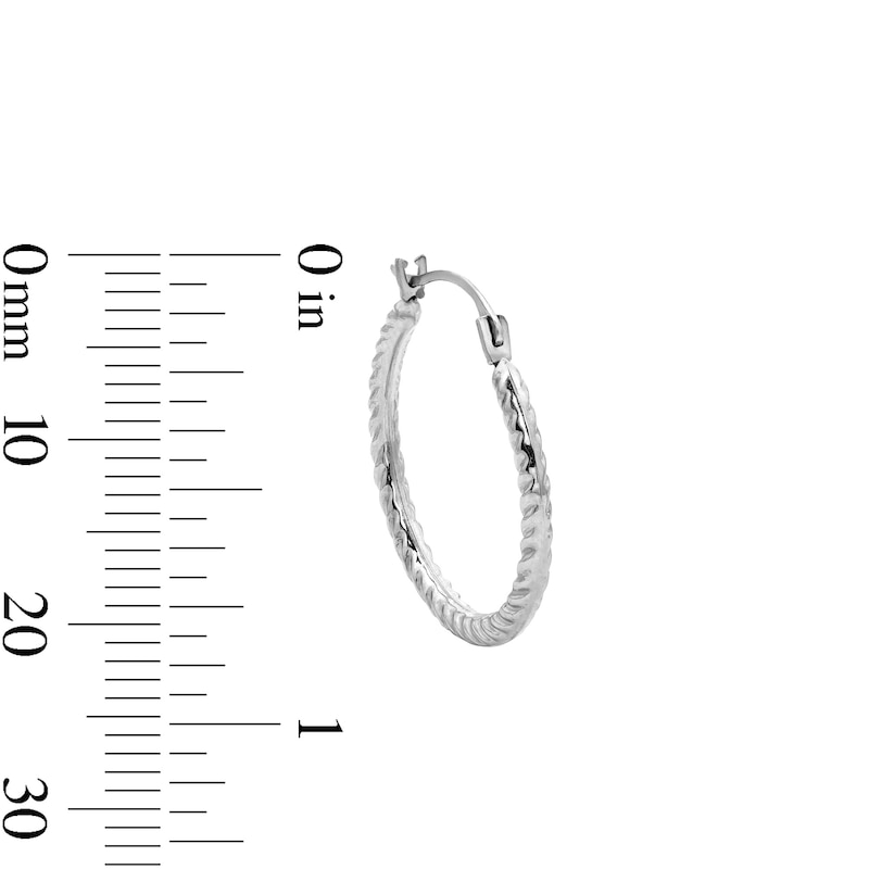 20.0mm Twist Hoop Earrings in Hollow 10K White Gold