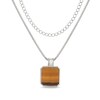 Thumbnail Image 1 of Octagon-Shaped Tiger's Eye Layered Necklace in Sterling Silver - 22”