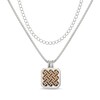 Thumbnail Image 4 of Octagon-Shaped Tiger's Eye Layered Necklace in Sterling Silver - 22”