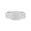 Thumbnail Image 4 of 0.40 CT. T.W. Multi-Diamond Double Cushion Frame Bridal Set in Sterling Silver