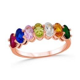 Family Oval Gemstone Ring (3-7 Stones)