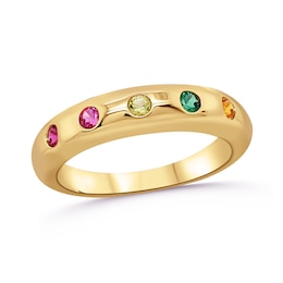 Family Flush-Set Gemstone Band (1-5 Stones)
