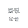 Thumbnail Image 1 of Princess-Cut and Round Cubic Zirconia Stud Earrings Set in 10K White Gold