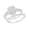 Thumbnail Image 1 of 0.40 CT. T.W. Multi-Diamond Double Octagon Frame Bridal Set in Sterling Silver