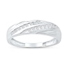 Thumbnail Image 1 of 0.27 CT. T.W. Diamond Channel-Set Diagonal Ribbons Wedding Band in Sterling Silver