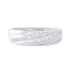 Thumbnail Image 3 of 0.27 CT. T.W. Diamond Channel-Set Diagonal Ribbons Wedding Band in Sterling Silver
