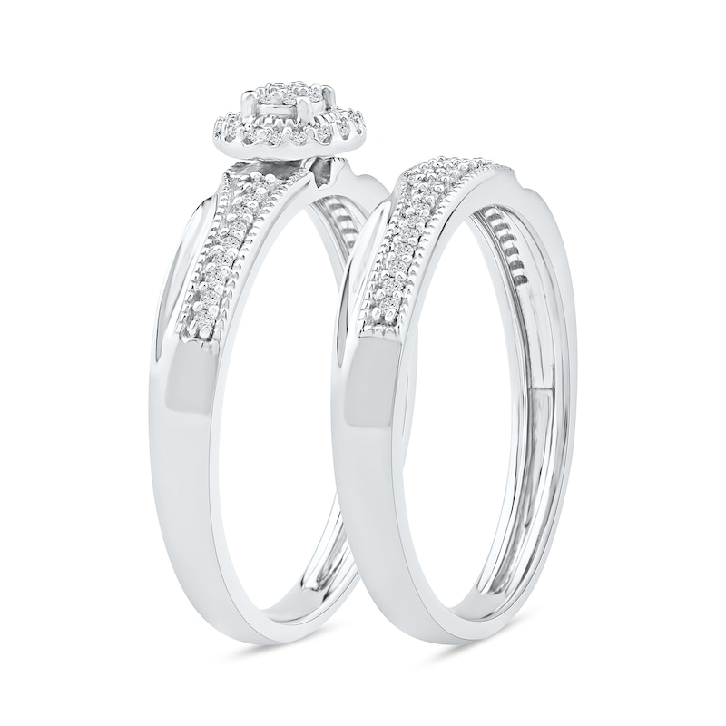 Main Image 2 of 0.20 CT. T.W. Multi-Diamond Frame Bridal Set in Sterling Silver