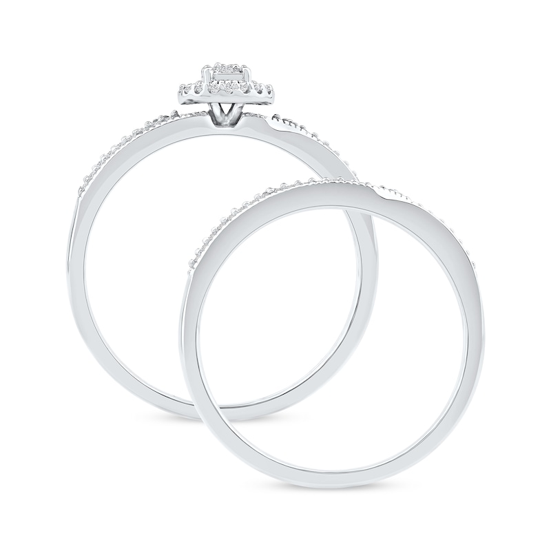 Main Image 3 of 0.20 CT. T.W. Multi-Diamond Frame Bridal Set in Sterling Silver