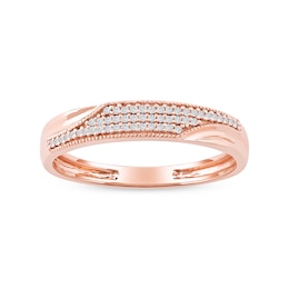 0.12 CT. T.W. Diamond Pavé Wedding Band in Sterling Silver with 14K Rose Gold Plate