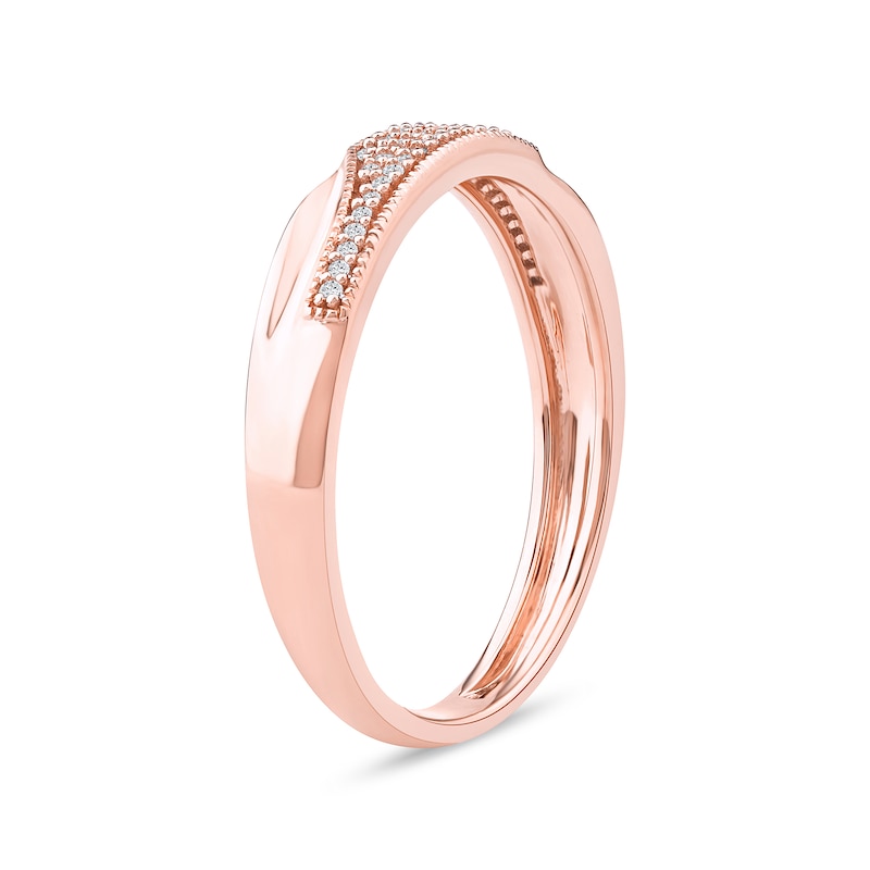 Main Image 2 of 0.12 CT. T.W. Diamond Pavé Wedding Band in Sterling Silver with 14K Rose Gold Plate