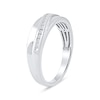 Thumbnail Image 2 of 0.14 CT. T.W. Diamond Curved Ribbon Wedding Band in Sterling Silver