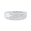 Thumbnail Image 3 of 0.14 CT. T.W. Diamond Curved Ribbon Wedding Band in Sterling Silver