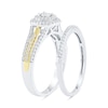 Thumbnail Image 2 of 0.40 CT. T.W. Diamond Double Cushion Frame Bridal Set in Sterling Silver and 14K Gold Plate