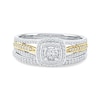 Thumbnail Image 4 of 0.40 CT. T.W. Diamond Double Cushion Frame Bridal Set in Sterling Silver and 14K Gold Plate