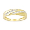 Thumbnail Image 1 of 0.27 CT. T.W. Diamond Channel-Set Diagonal Ribbons Wedding Band in Sterling Silver with 14K Gold Plate