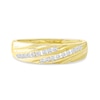 Thumbnail Image 3 of 0.27 CT. T.W. Diamond Channel-Set Diagonal Ribbons Wedding Band in Sterling Silver with 14K Gold Plate