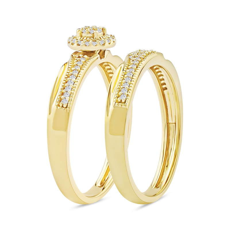 Main Image 2 of 0.20 CT. T.W. Multi-Diamond Frame Bridal Set in Sterling Silver with 14K Gold Plate